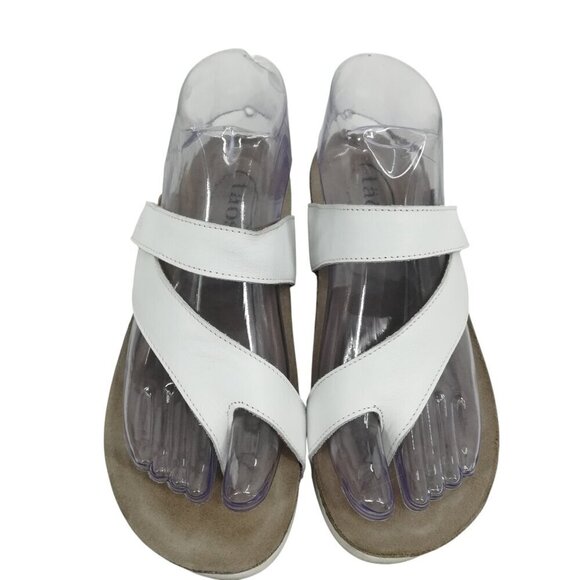 Taos Lola White Leather Toe Loop Sandals Size EU 37 US 6.-6.5 Thong Hook & Loop - Picture 11 of 13